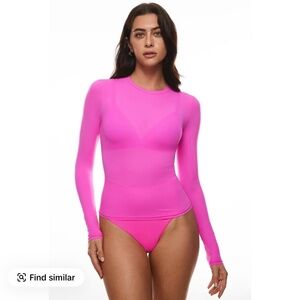 NWT SOLD AS SET Pink Long Sleeve Shirt SIZE Med and Matching Bralette SIZE Large